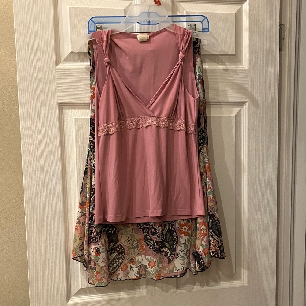 easel Pink Layered Floral Skirt Set